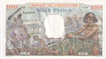 Tahiti 1000 Francs Scène de marché - 1957 - Série O.00 - Spécimen n°0067