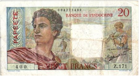 Tahiti 20 Francs Jeune Berger - 1963