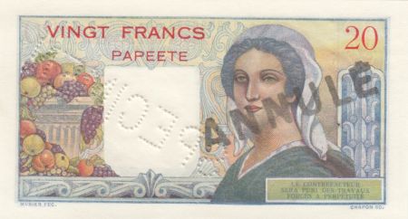 Tahiti 20 Francs Jeune Berger - ND (1954) - Spécimen sur coursable Série A.33