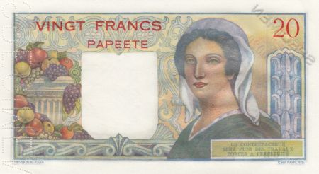 Tahiti 20 Francs Jeune Berger - ND (1963) - Spécimen n°0020