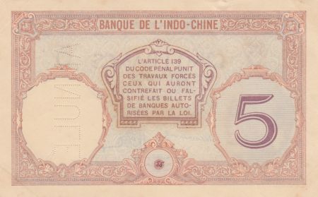 Tahiti 5 Francs Walhain - 1927, spécimen - Signature Montplanet, Thion de la Chaume - Rare