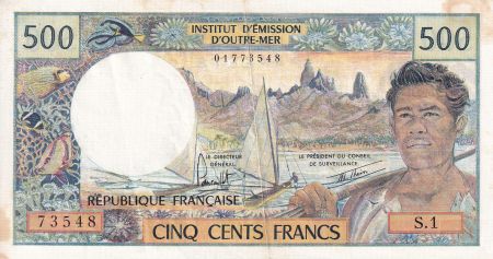 Tahiti 500 Francs Polynésien - Pirogue -  1977 - Série S.1 - TTB - P.25b1