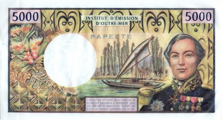 Tahiti 5000 Francs Bougainville - Trois-mâts - 1982