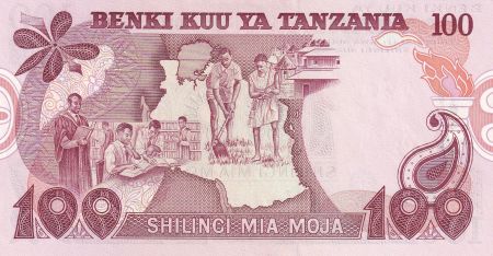 Tanzanie 100 Shillings - J. Nyerere - Enseignement - Agriculture - ND (1977) - Série GL - P.18d