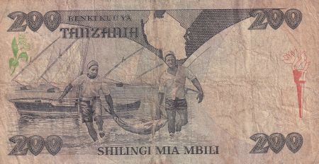 Tanzanie 200 Schillingi - Président Mwinyi - Pêche - ND (1986) - P.18A