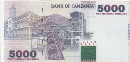 Tanzanie 5000 Schillingi 2003 - Rhinocéros, industrie minière