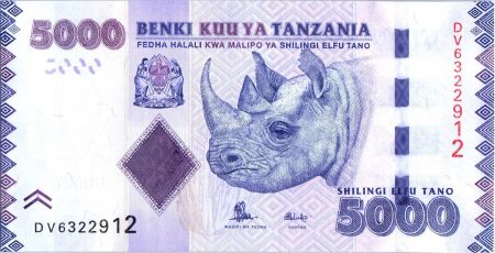 Tanzanie 5000 Schillingi Rhinocéros - Mine - 2015