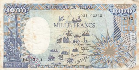 Tchad 1000 Francs - Carte BEAC complète - 1985