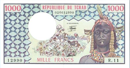 Tchad 1000 Francs  Femme - Coton en fleur - 1978