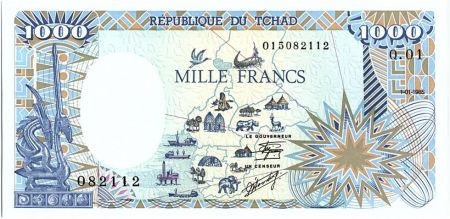 Tchad 1000 Francs Carte BEAC incomplète - 1985