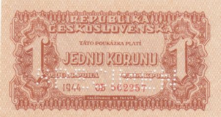 Tchécoslovaquie 1 Korun 1944 - Marron - Spécimen