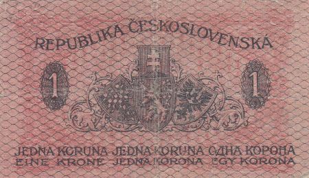 Tchécoslovaquie 1 Koruna 1919 - Rose, bleu