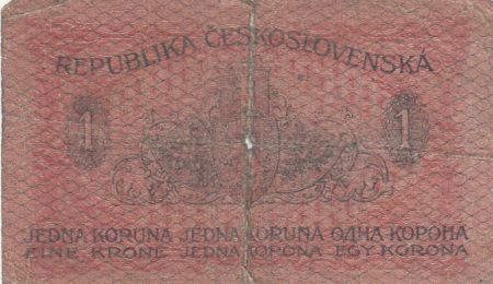Tchécoslovaquie 1 Koruna 1919 rose, bleu - 2ème ex