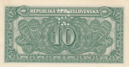 Tchécoslovaquie 10 Korun 1950 - Vert - Série Lb, Spécimen