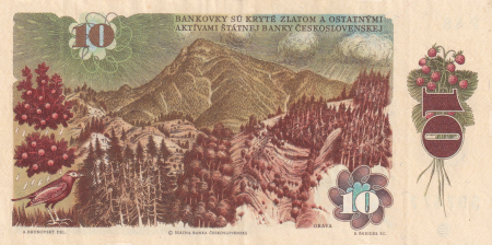 Tchécoslovaquie 10 Korun 1986 - Pavol Orszag Hviezdoslav, Montagnes - Série P48