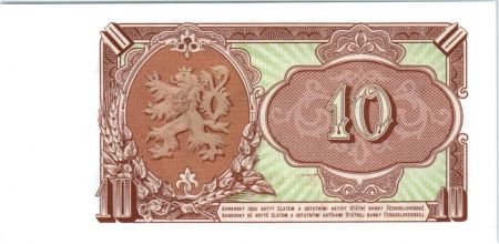 Tchécoslovaquie 10 Korun Brun sur vert clair et orange - 1953