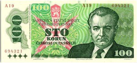 Tchécoslovaquie 100 Korun- Klement Gottwald - 1989