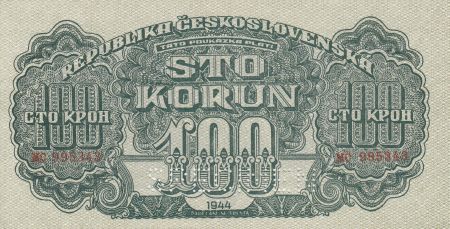 Tchécoslovaquie 100 Korun 1944 - Vert - Série MC - Spécimen