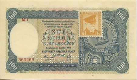 Tchécoslovaquie 100 Korun Prince Pribina - Timbre - 1945