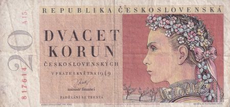 Tchécoslovaquie 20 Korun - Femmes - 1949 - P.70a