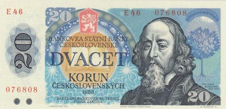 Tchécoslovaquie 20 Korun 1988 - Jan Amos Komensky - Série E46