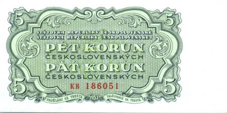 Tchécoslovaquie 5 Korun Vert - 1953 - Série KB