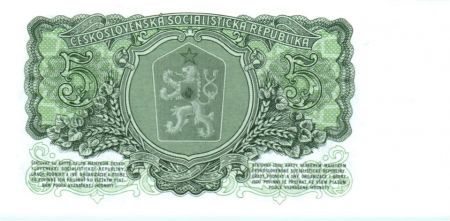 Tchécoslovaquie 5 Korun Vert - Armoiries socialistes - 1961