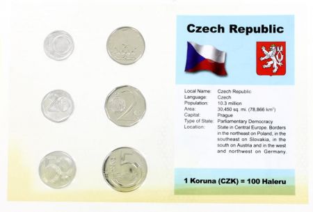 Tchèque République Blister 6 monnaies RÉPUBLIQUE TCHÈQUE (10 haleu à 5 korun)