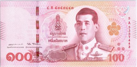 Thaïlande 100 Baht 2018 - Rama X au verso Rama V et VI - 2018