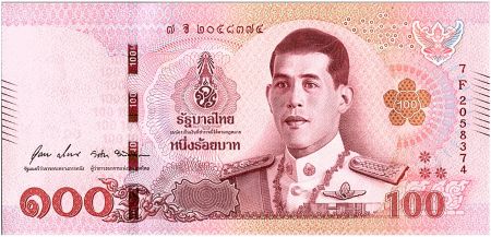 Thaïlande 100 Baht 2018 - Rama X au verso Rama V et VI - 2019 - Sign. 17 - Neuf - P.137