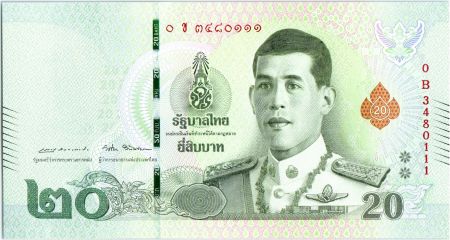 Thaïlande 20 Baht  Rama X, au verso Rama I et II - 2018
