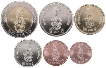 Thaïlande Série 6 monnaies 2017 - Rama X - 25 Satang à la 10 Bath