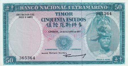 Timor 50 Escudos - Régulo D. Aleixo - 1967 - NEUF - P.27a