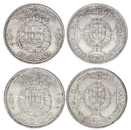 Timor Série 2 monnaies 6  et 10 dollars argent - 1958-1964