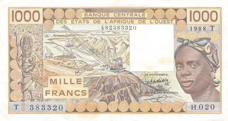Togo BANQUE DES ETATS DE L\'AFRIQUE DE L\'OUEST  TOGO - 1000 FRANCS 1988 - TTB+