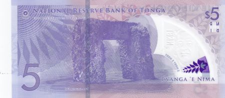 Tonga 5 Pa Anga - Roi Tupou VI - Polymer- 2023
