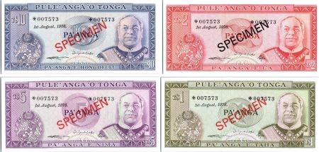 Tonga Collector series  1 - 2 - 5 - 10 pa\'anga  - 1978 Specimen