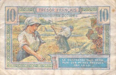 TRÉSOR FRANCAIS  TERRITOIRES OCCUPÉS - 10 FRANCS type 1947 - TB+