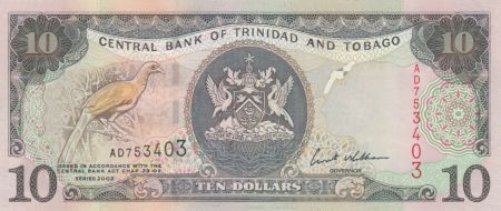 Trinidad et Tobago 10 Dollars Oiseaux - Armoiries 2002