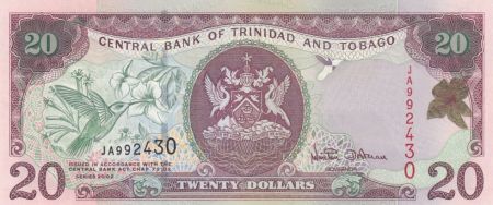 Trinidad et Tobago 20 Dollar Oiseaux et Fleurs - Sign.7 - 2002