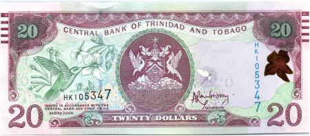 Trinidad et Tobago 20 Dollars Oiseaux - Immeuble 2015