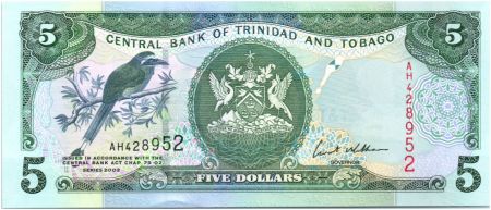 Trinidad et Tobago 5 Dollars Oiseaux - Armoiries 2002