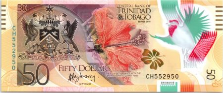 Trinidad et Tobago 50 Dollars Oiseaux -  Polymer 2015 - Neuf - P.59