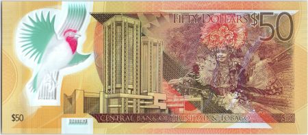 Trinidad et Tobago 50 Dollars Oiseaux - 50 ans de la Banque Centrale - 2014 Polymer