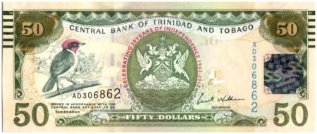 Trinidad et Tobago 50 Dollars Oiseaux - 50 ans Indépendance