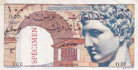 Tunisie 100 Francs - Hermès - Spécimen - ND (1946) - Kol.419-S2