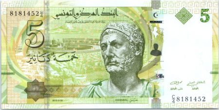 Tunisie 5 Dinars, Hannibal - Navires Carthaginois - 2013