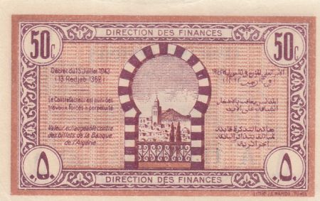 Tunisie 50 Centimes - Régence de Tunis - 15.07.1943 - Série A