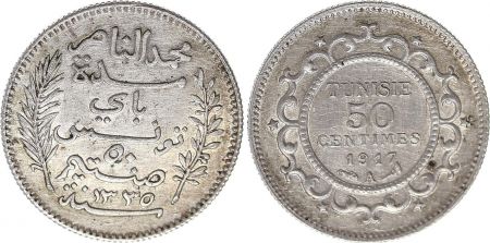 Tunisie 50 centimes Bey Mohamed El-Naceur 1917 (1335)