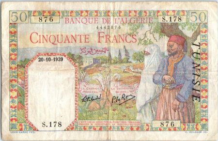 Tunisie 50 francs Couple traditionnel - 1939